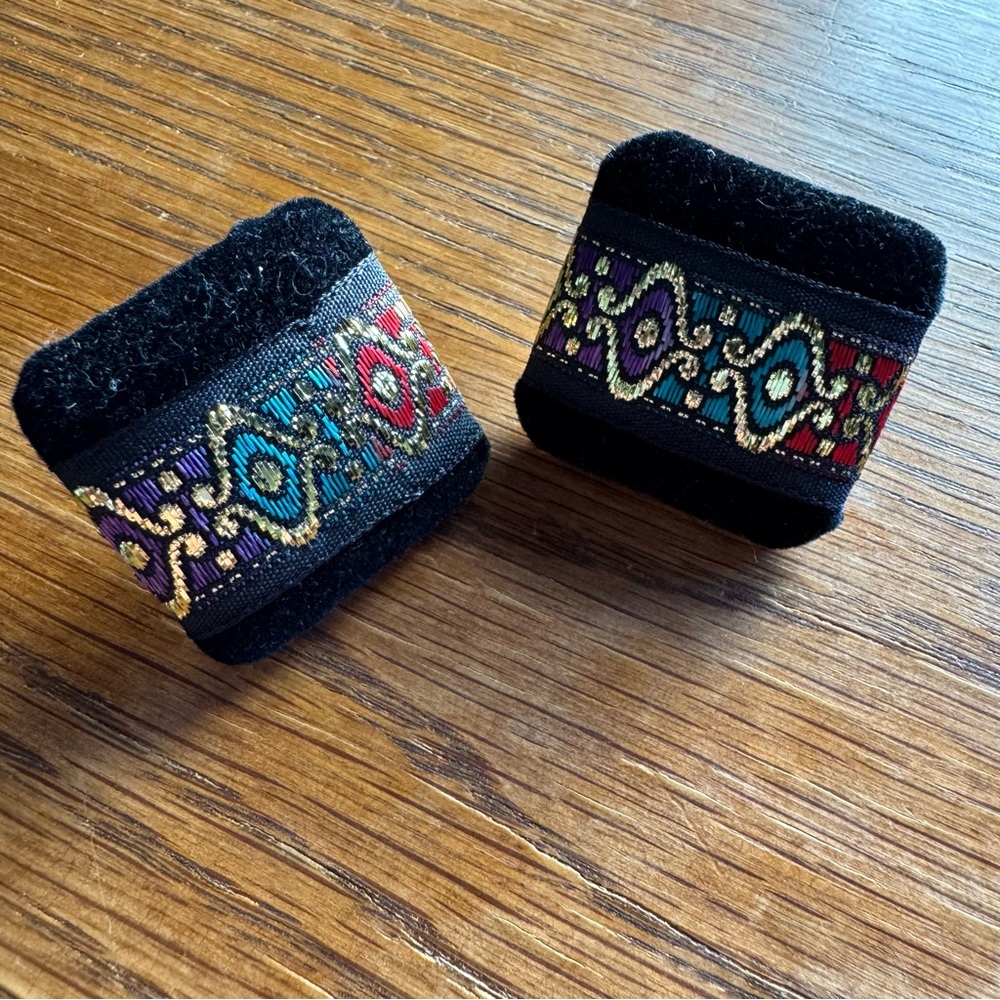 Vintage 1980s square fabric earrings